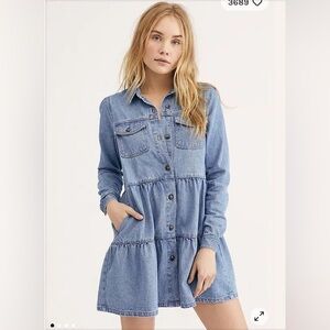 Free People Nicole Long Sleeve Collared Shirt Dress
